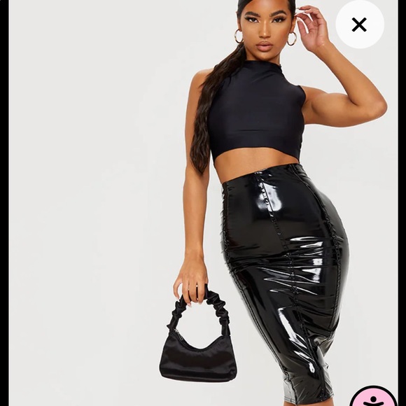 Vinyl seam detail midi skirt - Picture 4 of 7